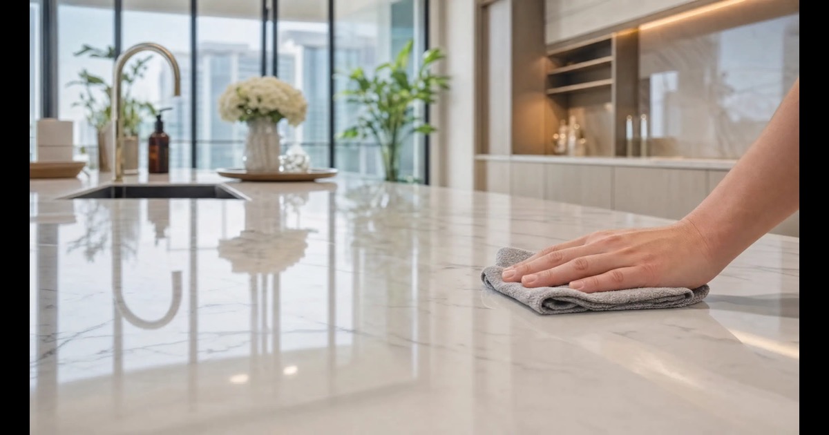How to clean marble countertops in Singapore without etching