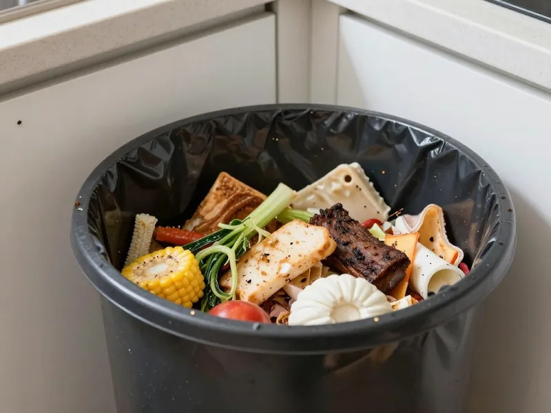 Kitchen bin filled with food waste