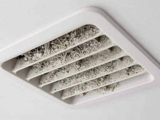 Ceiling air vent thick with dust