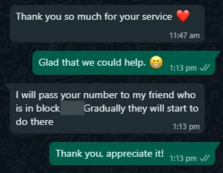 WhatsApp message from Jude about home cleaning