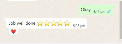 WhatsApp message from Linda about 4-room hip dustproofing