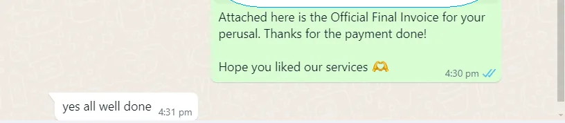 WhatsApp message from Patricia about end of tenancy cleaning