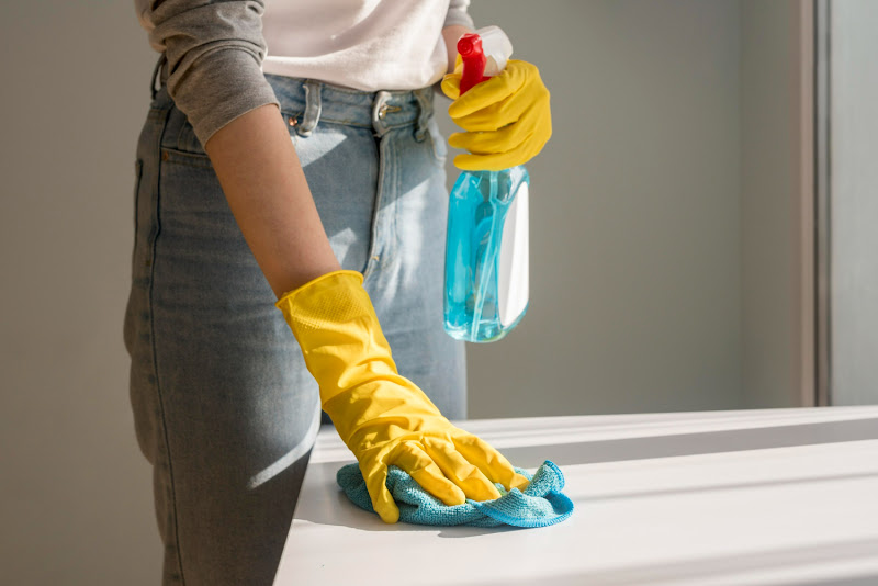 Women doing a post renovation deep cleaning service.